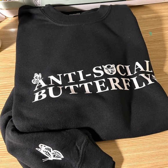 Antisocial butterfly sweatshirt introvert crewneck - Picture 2 of 5